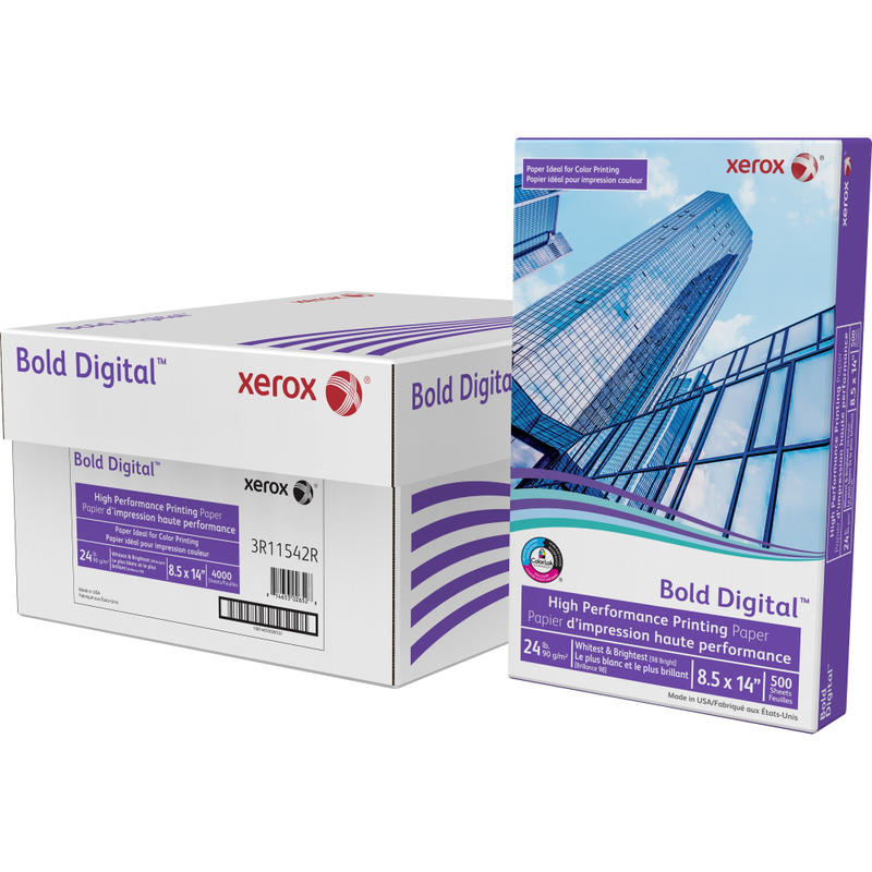 Xerox Bold Multi-Use Printer & Copy Paper, 1 Ream, White, Legal (8.5in x 14in), 500 Sheets Per Ream, 24 Lb, 98 U.S. Brightness (Min Order Qty 4) MPN:3R11542R