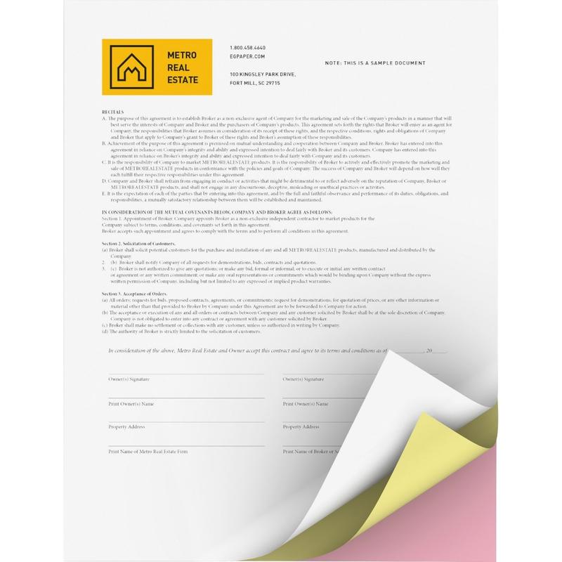 Xerox Bold Digital 3-Part Carbonless Paper, White/Yellow/Pink, Letter Size (8 1/2in x 11in), Carton Of 5,010 Sheets, 22 Lb, 98 Brightness MPN:3R12424