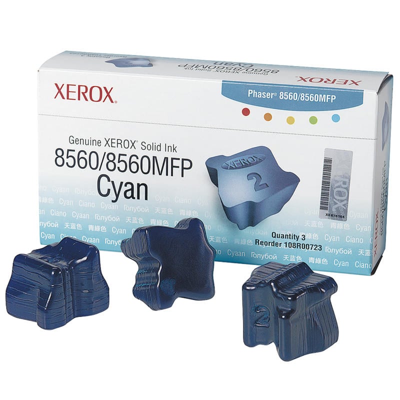 Xerox 8560 Phaser High-Yield Cyan Solid Ink, Pack Of 3, 108R00723 MPN:108R00723