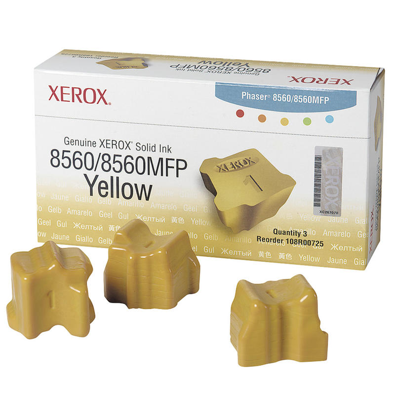 Xerox 8560 Yellow Solid Ink Sticks, Pack Of 3, 108R00725 MPN:108R00725