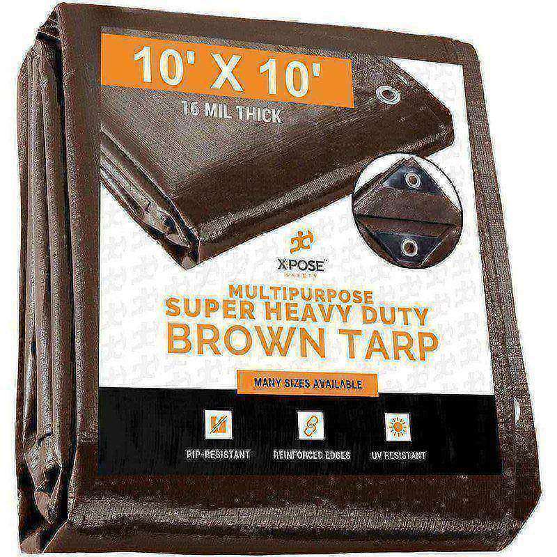 Tarp/Dust Cover: Brown, Rectangle, Polyethylene, 10' Long x 10' Wide, 16 mil MPN:BHD-1010-A