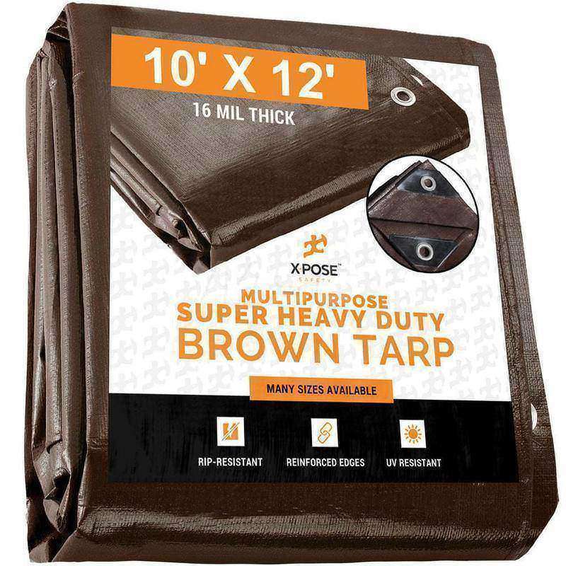 Tarp/Dust Cover: Brown, Rectangle, Polyethylene, 12' Long x 10' Wide, 16 mil MPN:BHD-1012-A