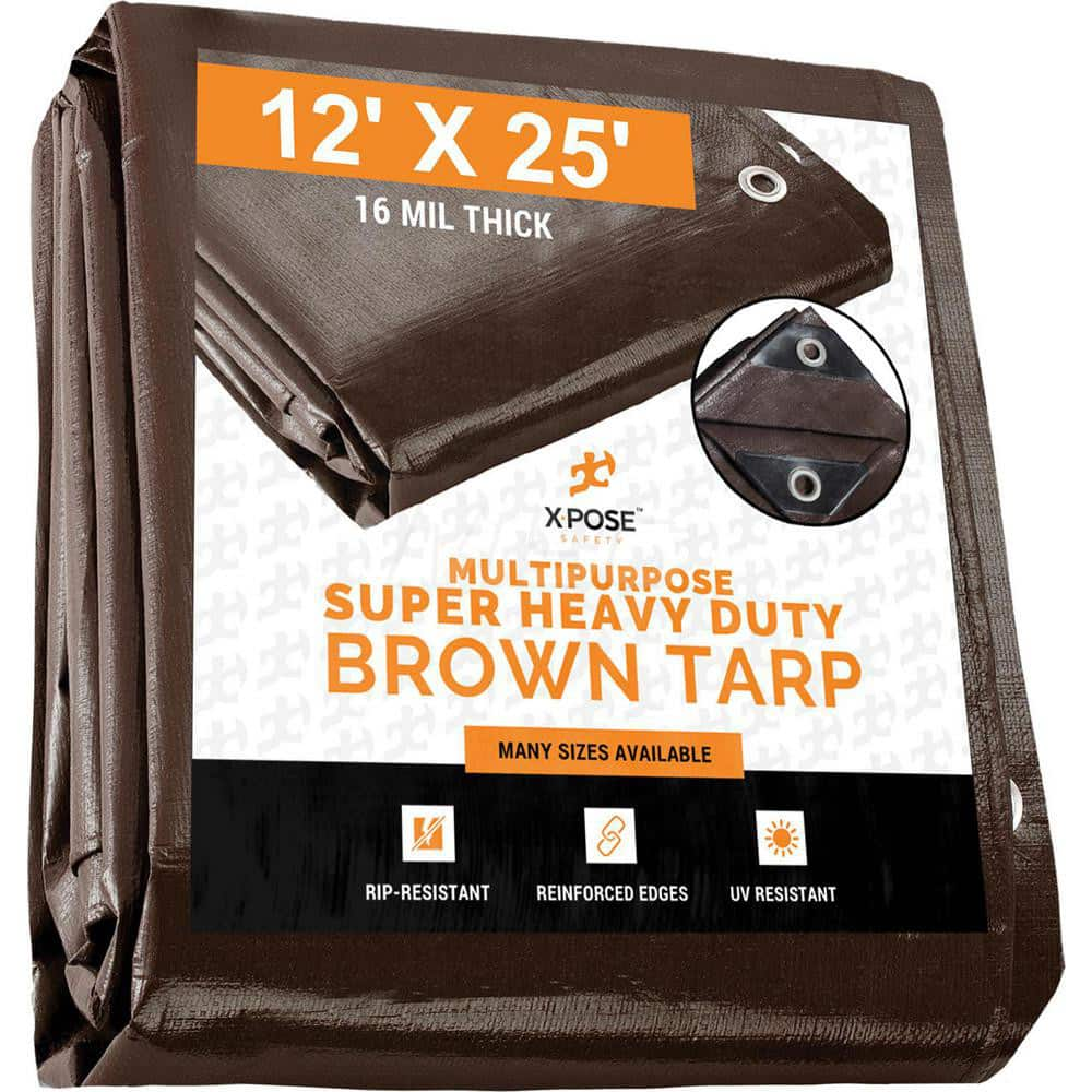 Tarp/Dust Cover: Brown, Rectangle, Polyethylene, 25' Long x 12' Wide, 16 mil MPN:BHD-1225-A