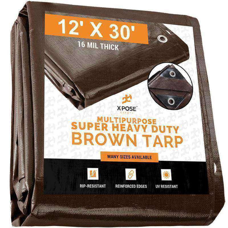 Tarp/Dust Cover: Brown, Rectangle, Polyethylene, 30' Long x 12' Wide, 16 mil MPN:BHD-1230-A
