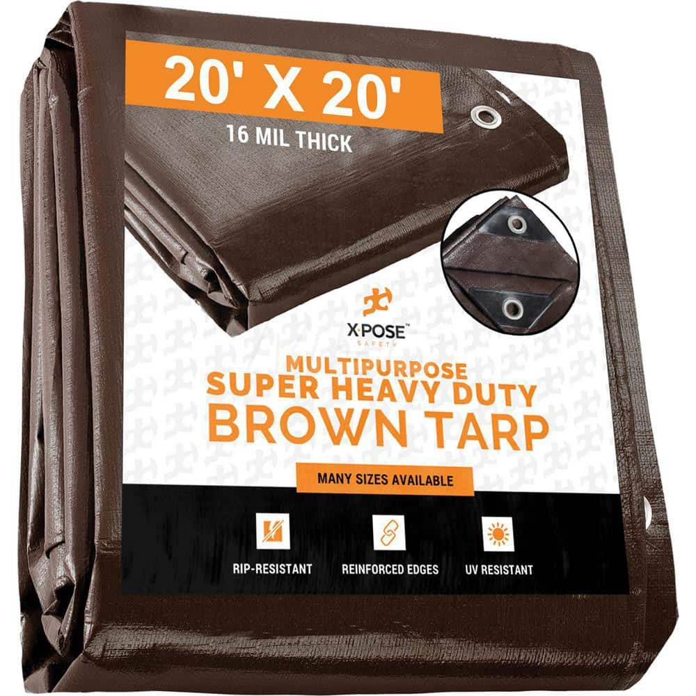 Tarp/Dust Cover: Brown, Rectangle, Polyethylene, 20' Long x 20' Wide, 16 mil MPN:BHD-2020-A