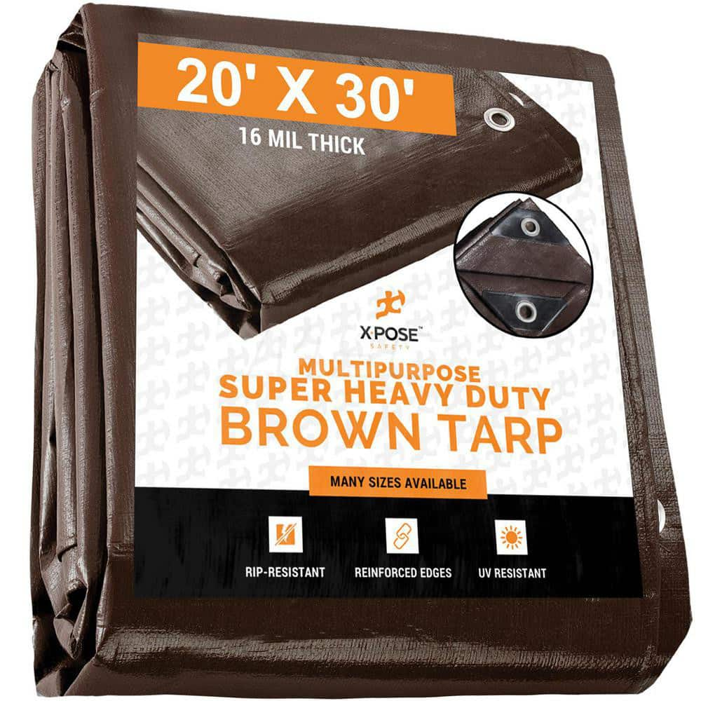 Tarp/Dust Cover: Brown, Rectangle, Polyethylene, 30' Long x 20' Wide, 16 mil MPN:BHD-2030-A