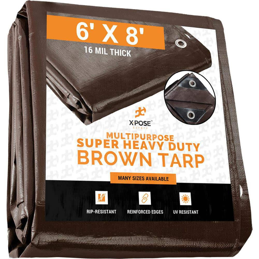 Tarp/Dust Cover: Brown, Rectangle, Polyethylene, 8' Long x 6' Wide, 16 mil MPN:BHD-68-A