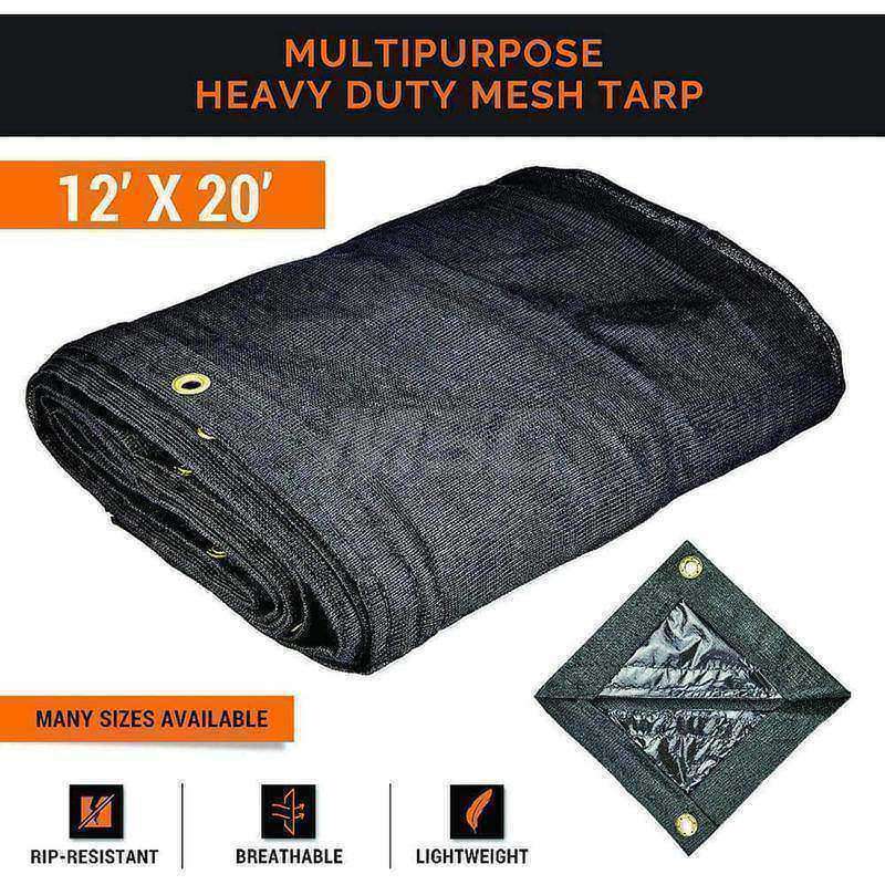 Tarp/Dust Cover: Black, Rectangle, Polyethylene, 20' Long x 12' Wide, 18 mil MPN:BMT-1220-X