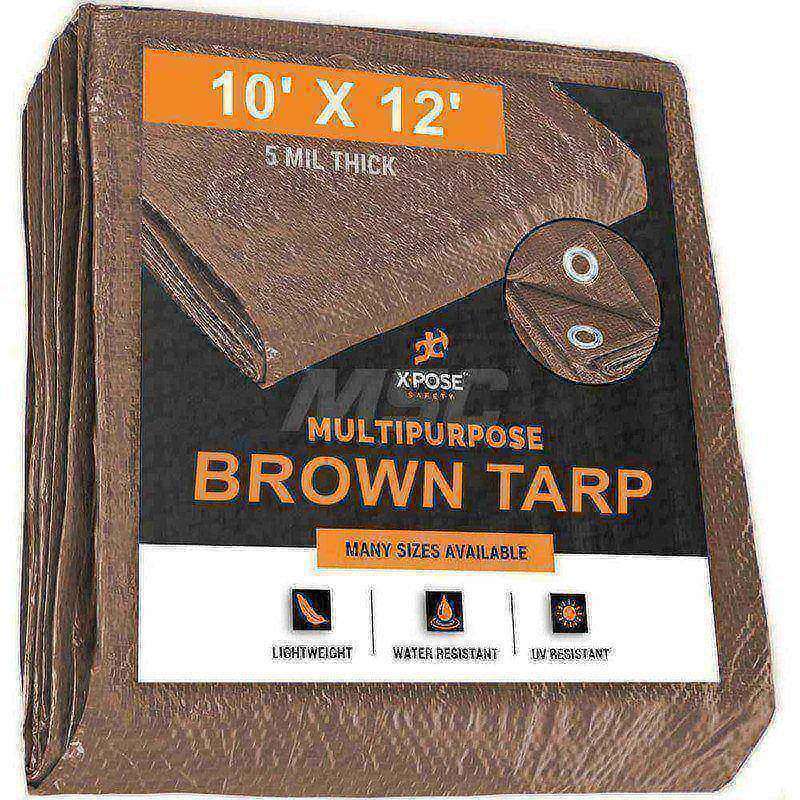 Tarp/Dust Cover: Brown, Rectangle, Polyethylene, 12' Long x 10' Wide, 5 mil MPN:BRT-1012-X