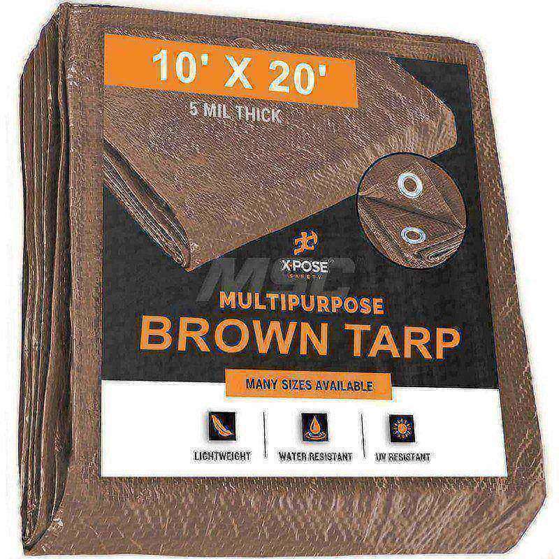 Tarp/Dust Cover: Brown, Rectangle, Polyethylene, 20' Long x 10' Wide, 5 mil MPN:BRT-1020-X