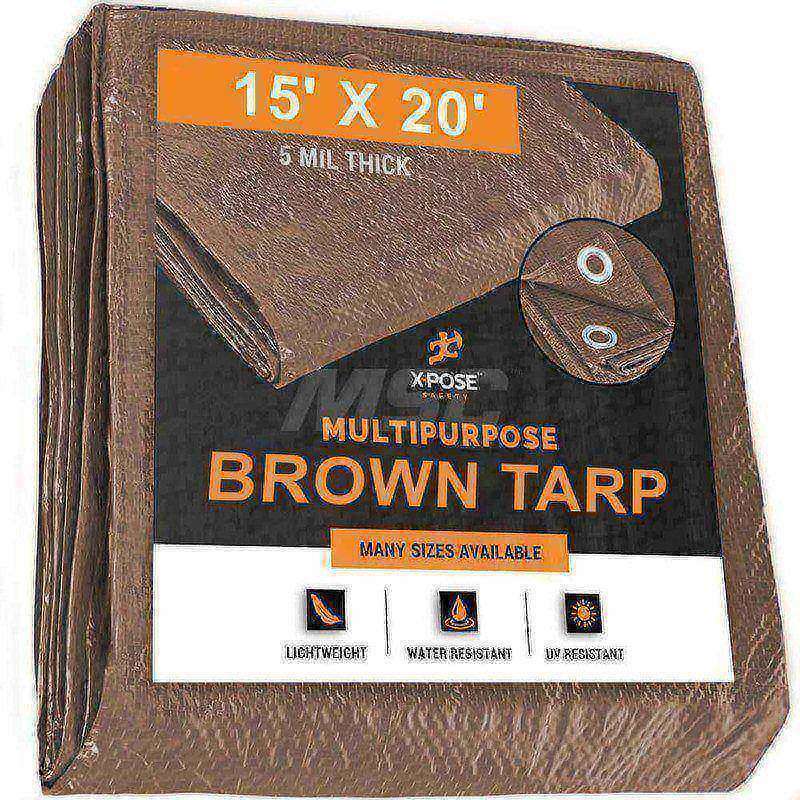 Tarp/Dust Cover: Brown, Rectangle, Polyethylene, 20' Long x 15' Wide, 5 mil MPN:BRT-1520-X