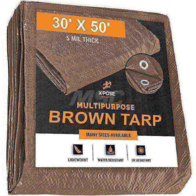 Tarp/Dust Cover: Brown, Rectangle, Polyethylene, 50' Long x 30' Wide, 5 mil MPN:BRT-3050-X