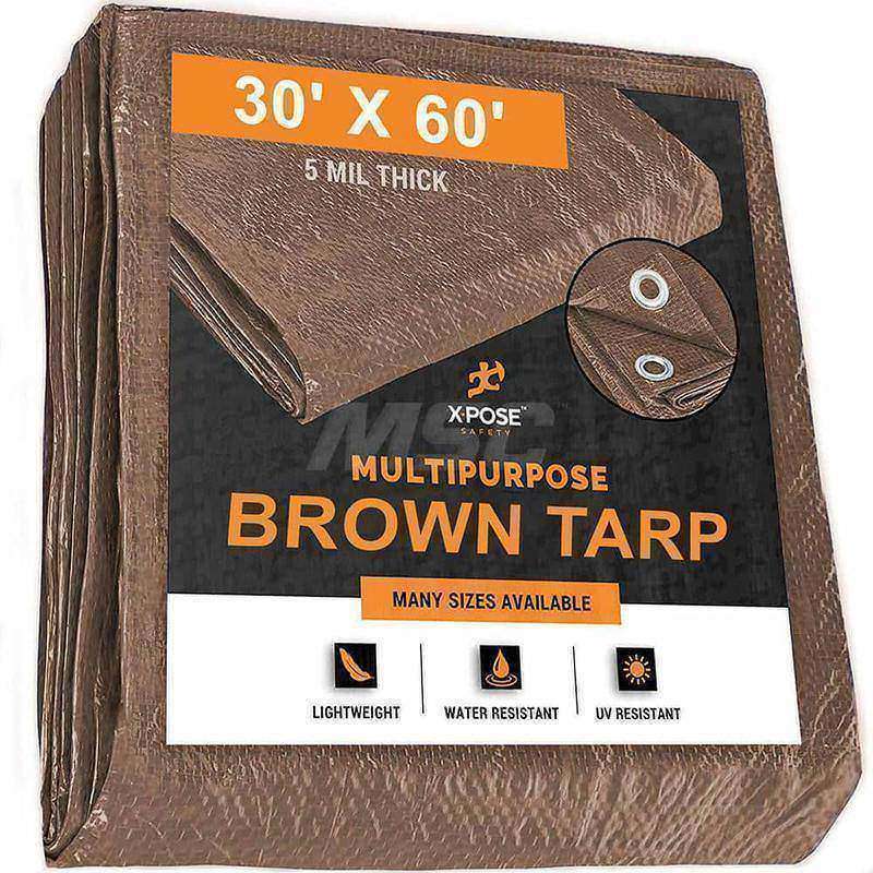Tarp/Dust Cover: Brown, Rectangle, Polyethylene, 60' Long x 30' Wide, 5 mil MPN:BRT-3060-X