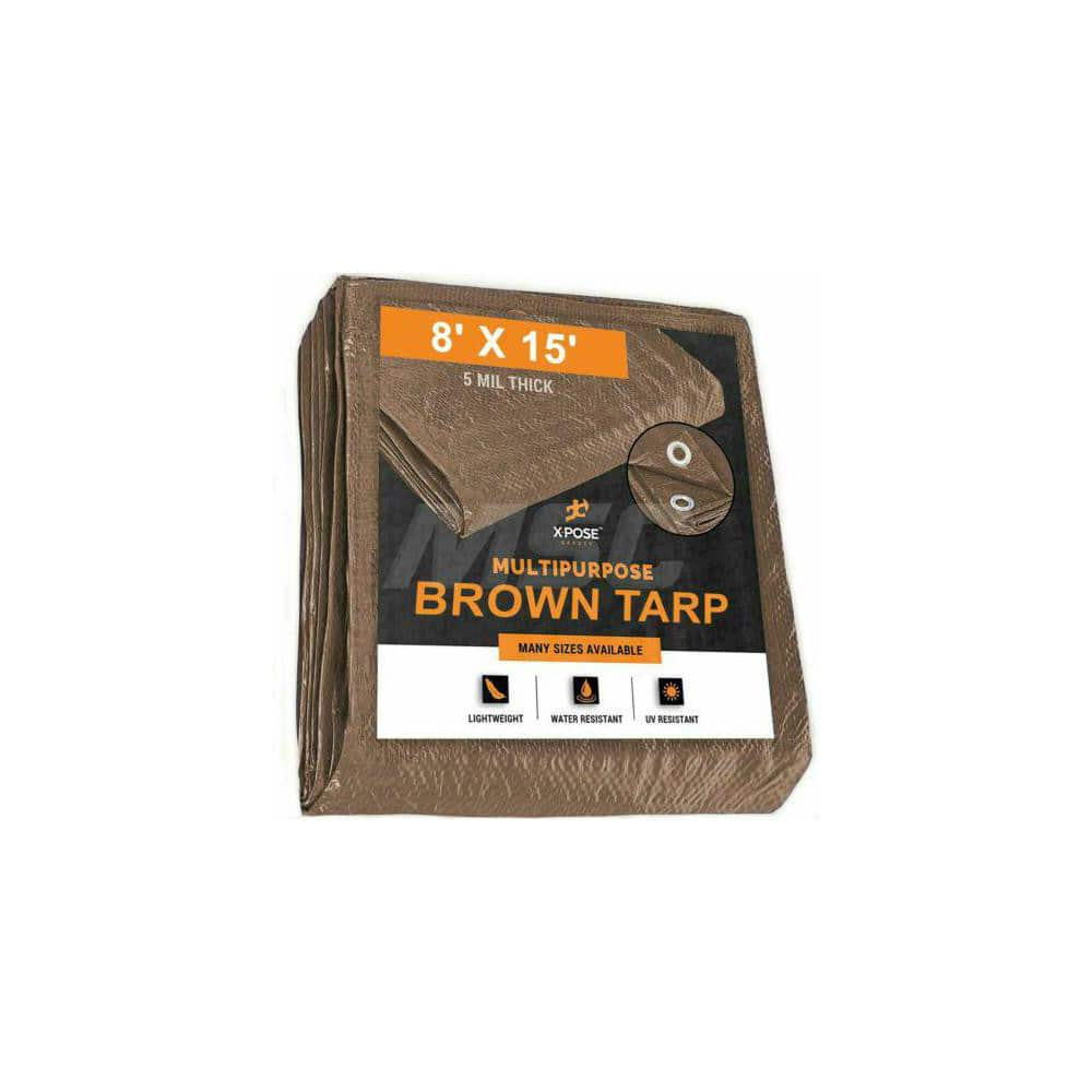 Tarp/Dust Cover: Brown, Rectangle, Polyethylene, 15' Long x 8' Wide, 5 mil MPN:BRT-815-X