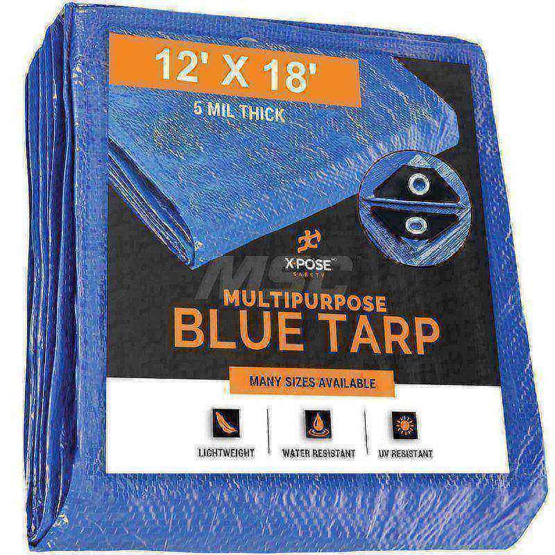 Tarp/Dust Cover: Blue, Rectangle, Polyethylene, 18' Long x 12' Wide, 5 mil MPN:BT-1218-X