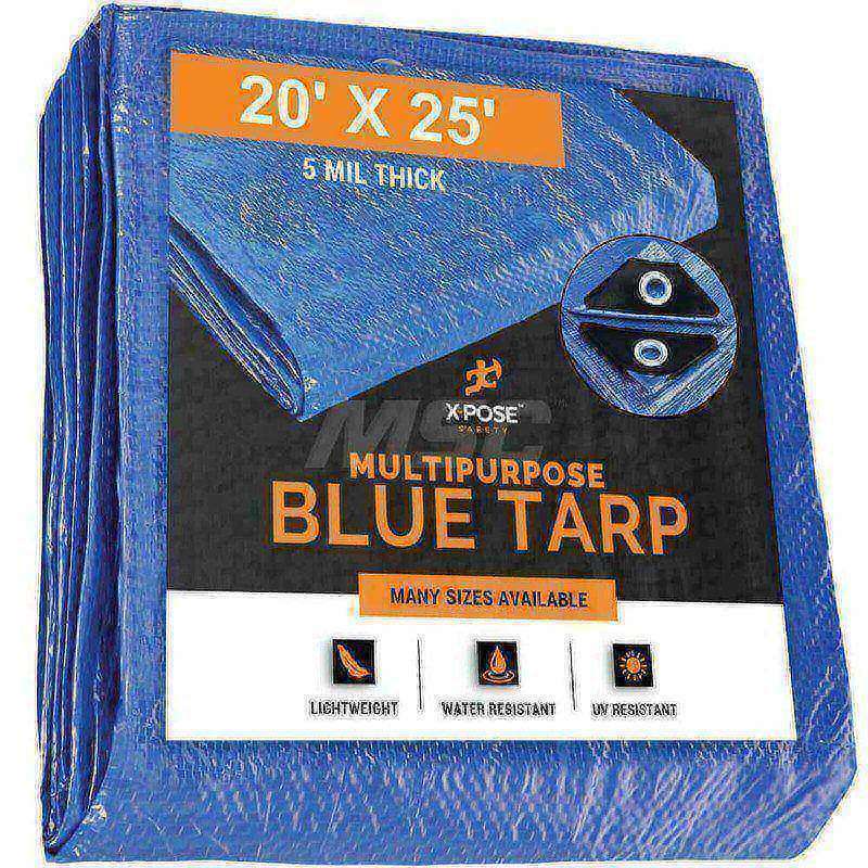 Tarp/Dust Cover: Blue, Rectangle, Polyethylene, 25' Long x 20' Wide, 5 mil MPN:BT-2025-X