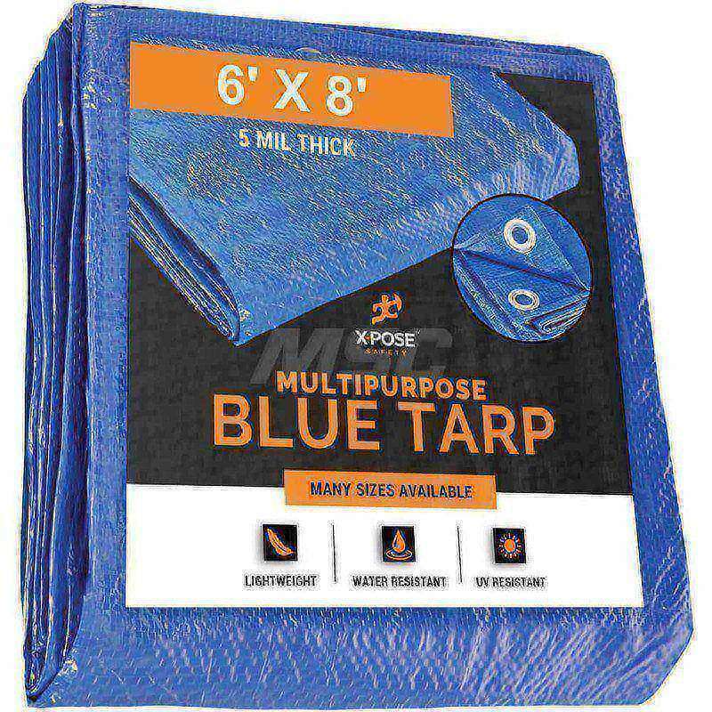 Tarp/Dust Cover: Blue, Rectangle, Polyethylene, 8' Long x 6' Wide, 5 mil MPN:BT-68