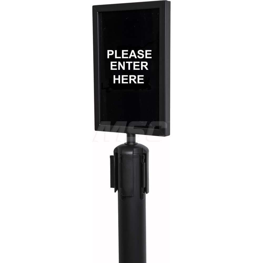 Pedestrian Barrier Double Sided Sign: Steel, Black, Use with Xpress PRO Post & Xpress LITE Posts MPN:SIGND711B_