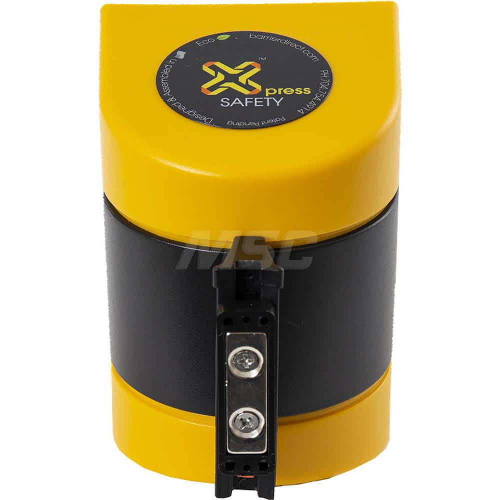 Pedestrian Barrier Retractable Belt: Plastic, Yellow, Wall Mount, Use with Xpress PRO Post & Xpress LITE Posts MPN:WMSAFEYB15G1