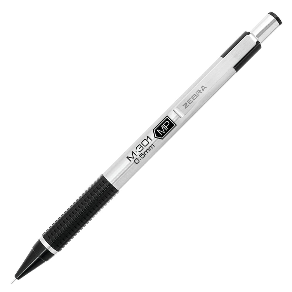 Zebra Pen M-301 Stainless Steel Mechanical Pencils, Pack Of 2, Fine Point, 0.5 mm, Silver/Black Barrel (Min Order Qty 16) MPN:54012