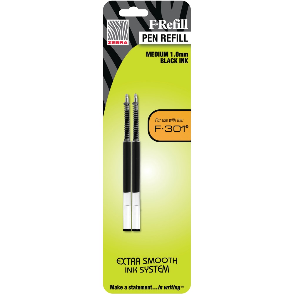 Zebra Pen F-Series Pen Refills, Pack Of 2, Medium Point, Black Ink (Min Order Qty 33) MPN:85412