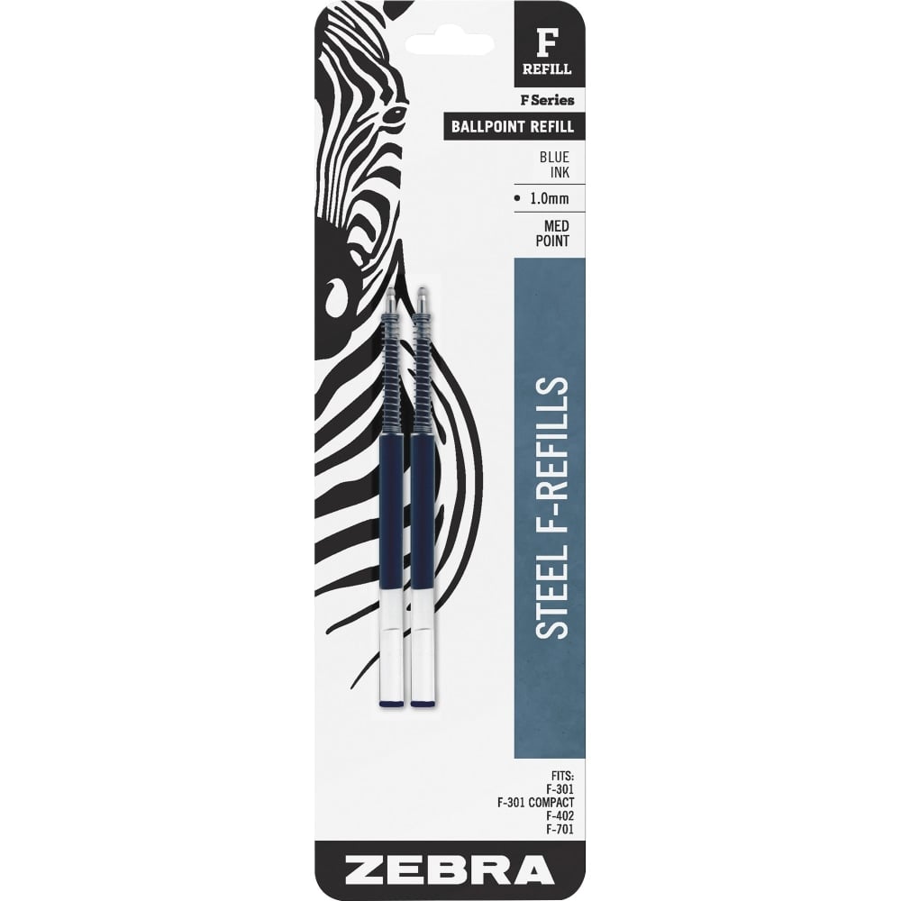 Zebra Pen F-Series Pen Refills, Pack Of 2, Medium Point, Blue Ink (Min Order Qty 29) MPN:85422