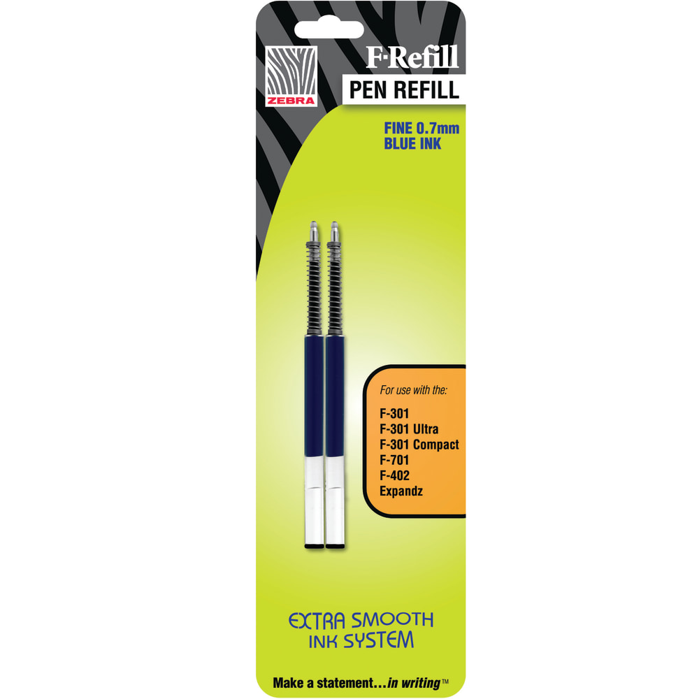 Zebra Pen F-Series Pen Refills, Pack Of 2, Fine Point, Blue Ink (Min Order Qty 27) MPN:85522