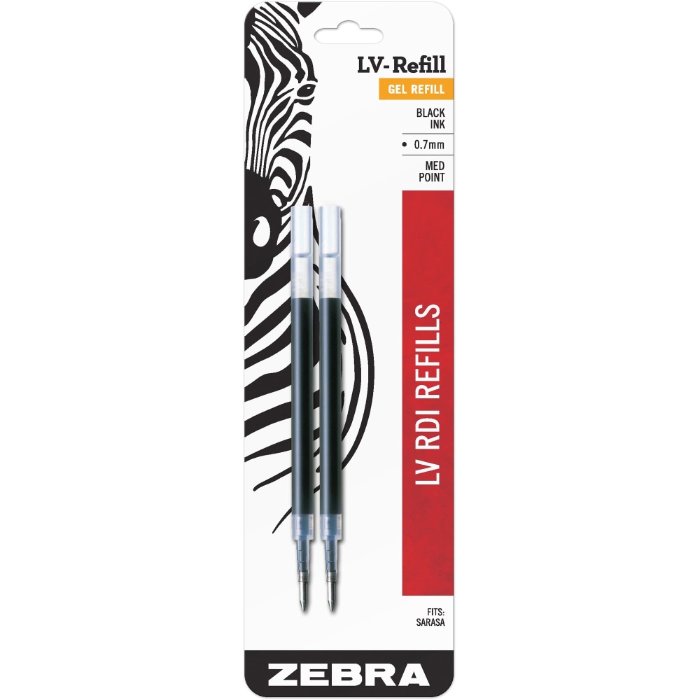 Zebra Pen SARASA And Jimnie Retractable Gel Ballpoint Pen Refills, Pack Of 2, Medium Point, 0.7 mm, Black Ink (Min Order Qty 34) MPN:87012