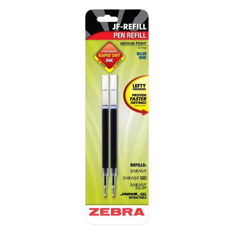 Zebra Pen JK Gel Pen Refills, Pack Of 2, Medium Point, 0.7 mm, Blue Ink (Min Order Qty 33) MPN:87022