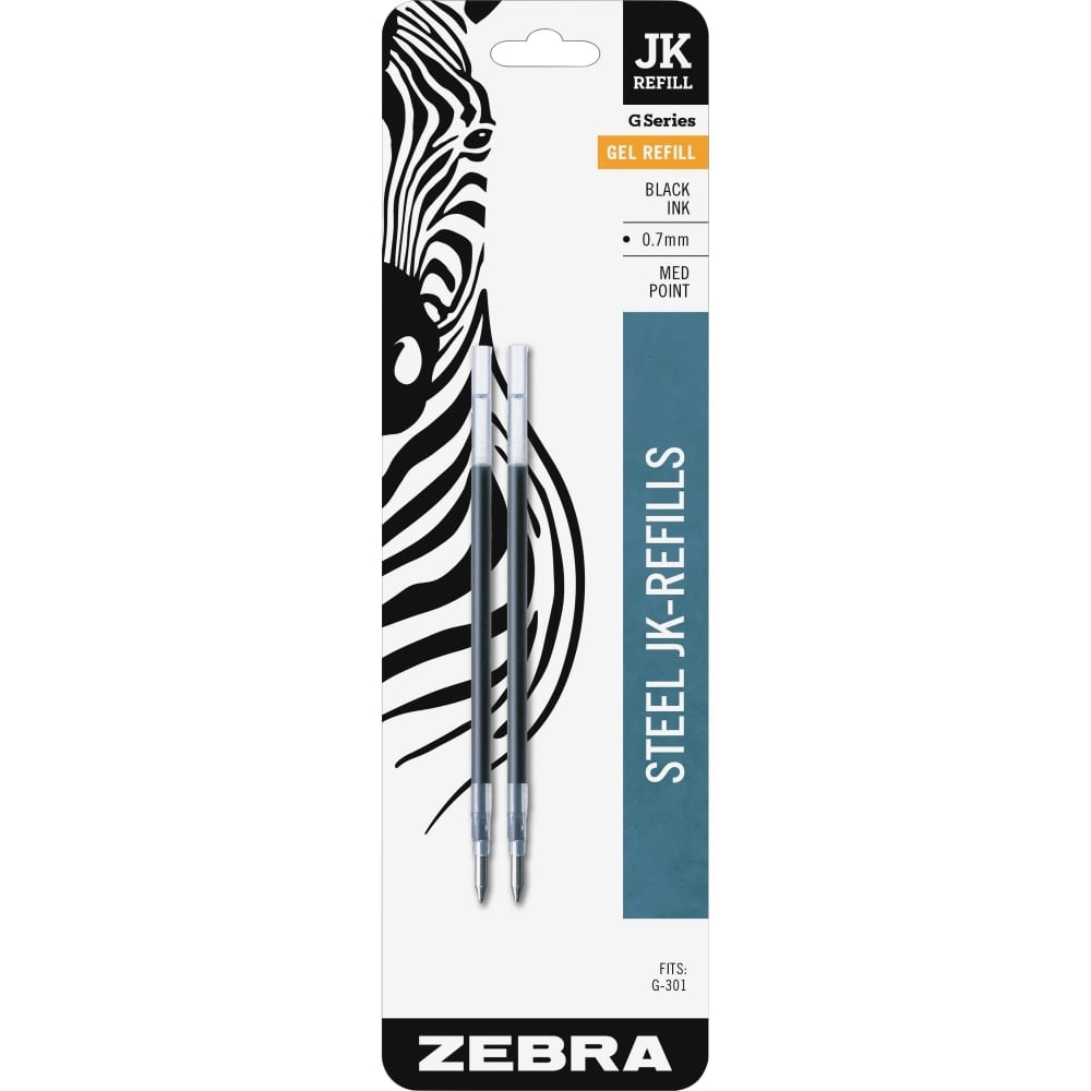 Zebra Pen JK Gel Pen Refills, Pack Of 2, Medium Point, 0.7 mm, Black Ink (Min Order Qty 34) MPN:88112