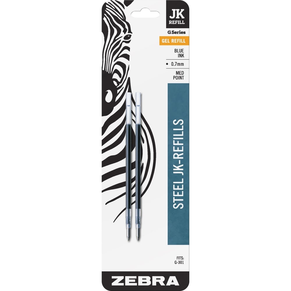 Zebra Pen G-301 JK Gel Pen Refills, Pack Of 2, 0.7 mm, Blue Ink (Min Order Qty 25) MPN:88122