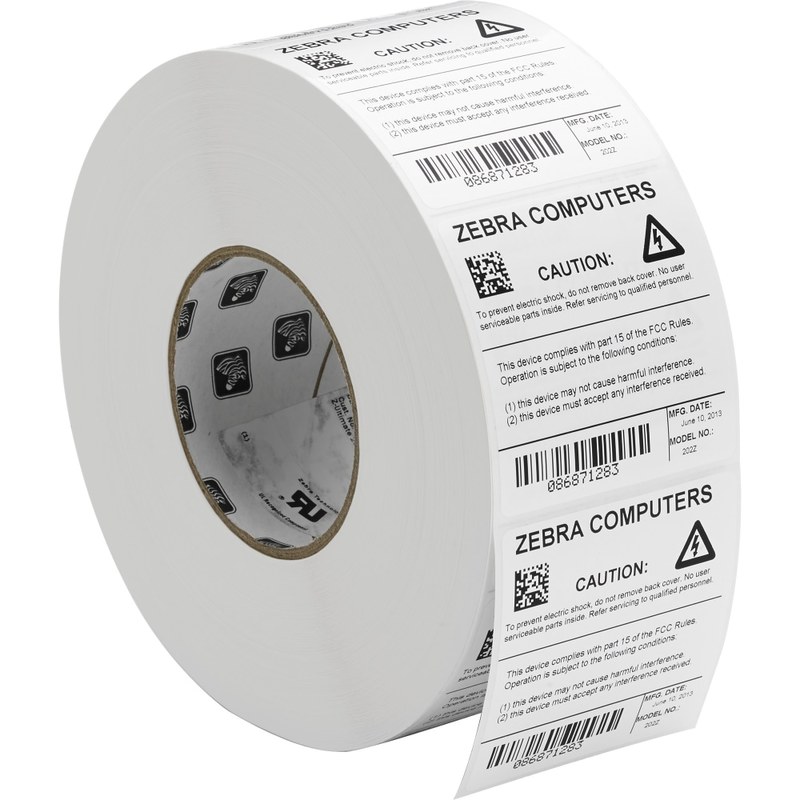 Zebra Z-Ultimate 2000T Thermal Label - 1 1/2in Width x 1in Length - Permanent Adhesive - Thermal Transfer - Glossy - White - Acrylic, Polyester - 5486 / Roll - 4 / Roll - Chemical Resistant, Temperature Resistant, Perforated MPN:10011981