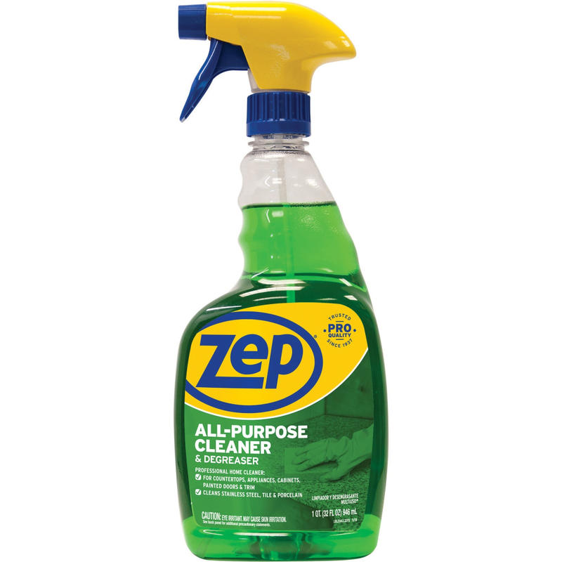 Zep All-purpose Cleaner/Degreaser - For Tile, Porcelain, Stainless Steel - Ready-To-Use - 32 fl oz (1 quart)Bottle - 1 Each - Green (Min Order Qty 11) MPN:ZUALL32