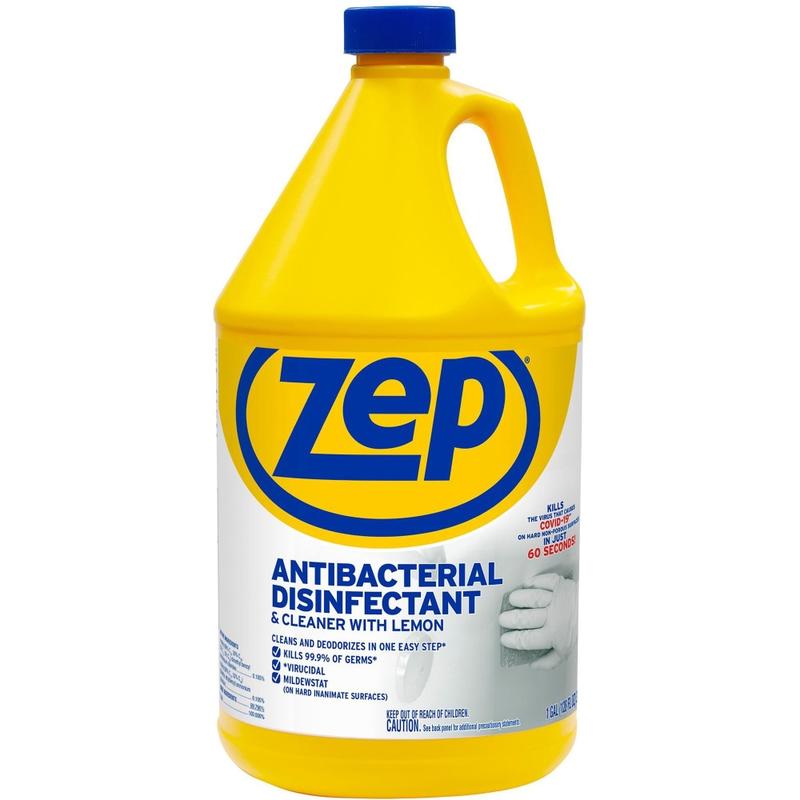 Zep Antibacterial Disinfectant and Cleaner - For Multipurpose - 128 fl oz (4 quart) - Lemon Scent - 4 / Carton - Anti-bacterial, Disinfectant - Blue (Min Order Qty 2) MPN:ZUBAC128CT