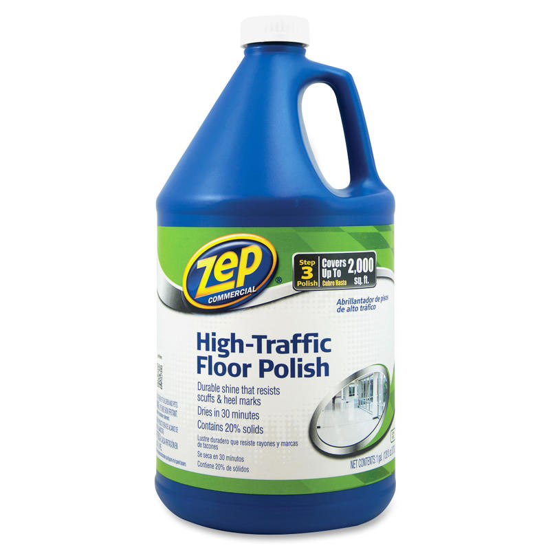 Zep High-Traffic Floor Finish - 128 fl oz (4 quart) - 4 / Carton - Clear, Green MPN:ZUHTFF128CT