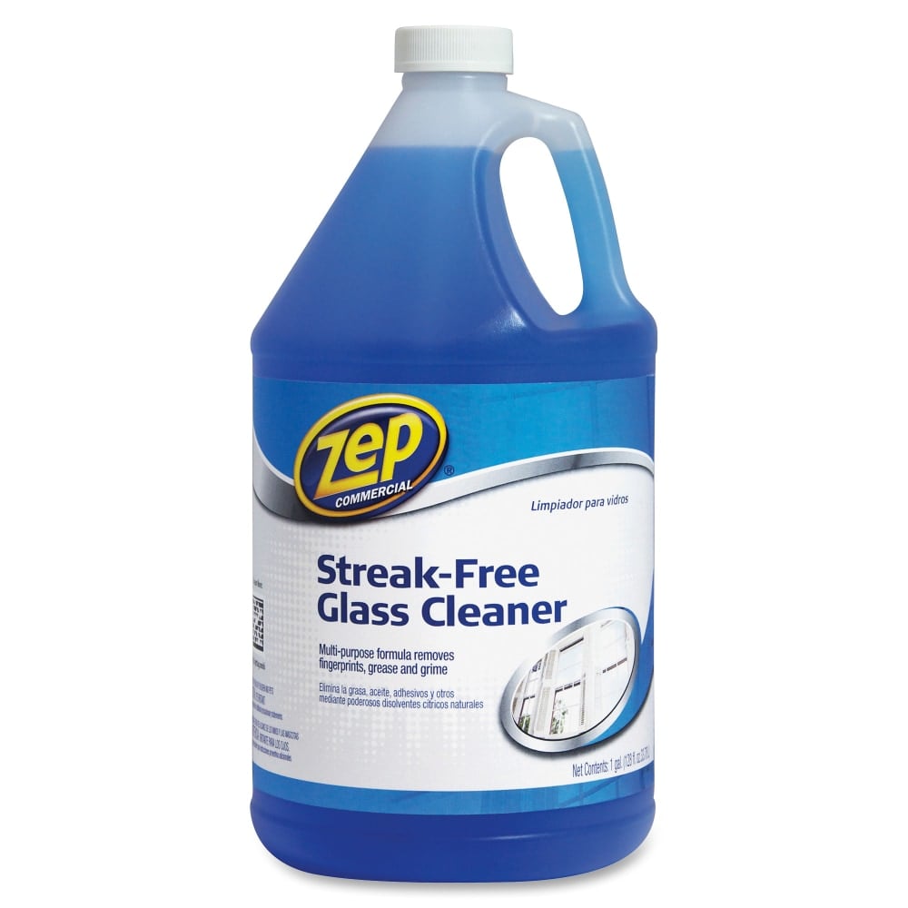 Zep Streak-Free Liquid Glass Cleaner, 128 Oz Bottle, Blue, Box Of 4 (Min Order Qty 2) MPN:ZU1120128CT