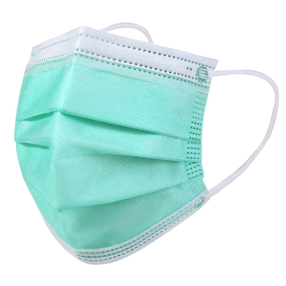 Kata 3-Ply Pleated Disposable Childrens Face Masks, One Size, Green, Box Of 50 Masks (Min Order Qty 15) MPN:KTD004