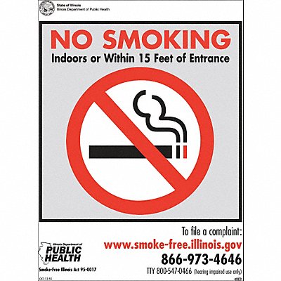 Window Decal No Smoking Illinois PK2 MPN:1848D