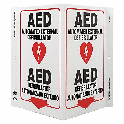 AED Sign V-Shape Plastic MPN:2626