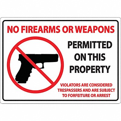 Concealed Carry Sign 7in x 10in Plastic MPN:1824