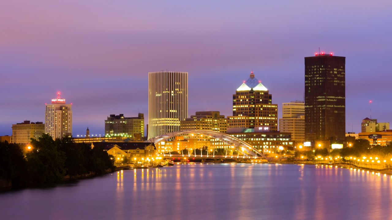 Rochester downtown at night