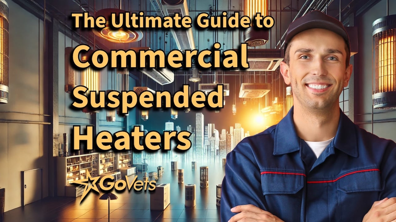 the guide to commercial suspended heaters - Govets - man in shop with tons of suspended heaters