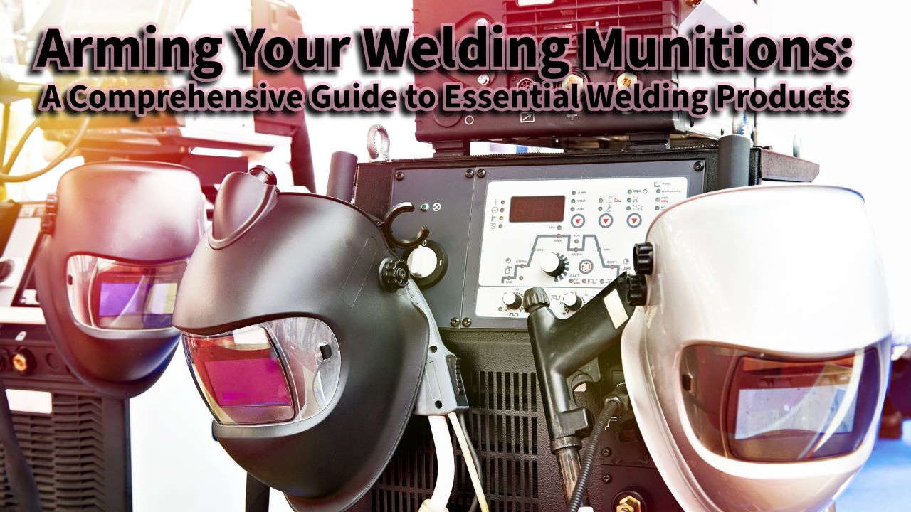 Welding helmets in front of a welding machine - arming your welding munitions