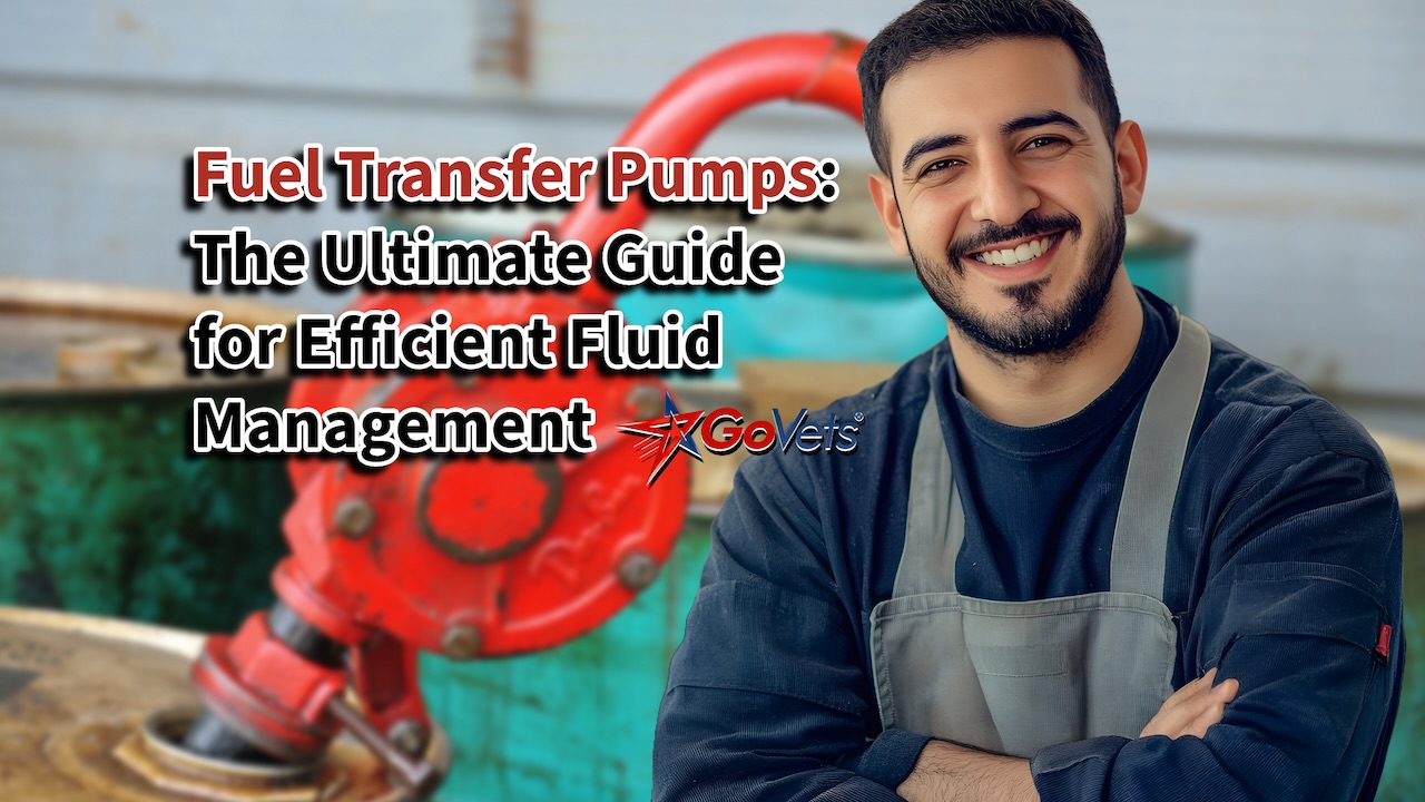 Fuel Transfer Pumps - The Ultimate Guide for Efficient Fluid Management - Man in front of fuel transfer pump with govets logo