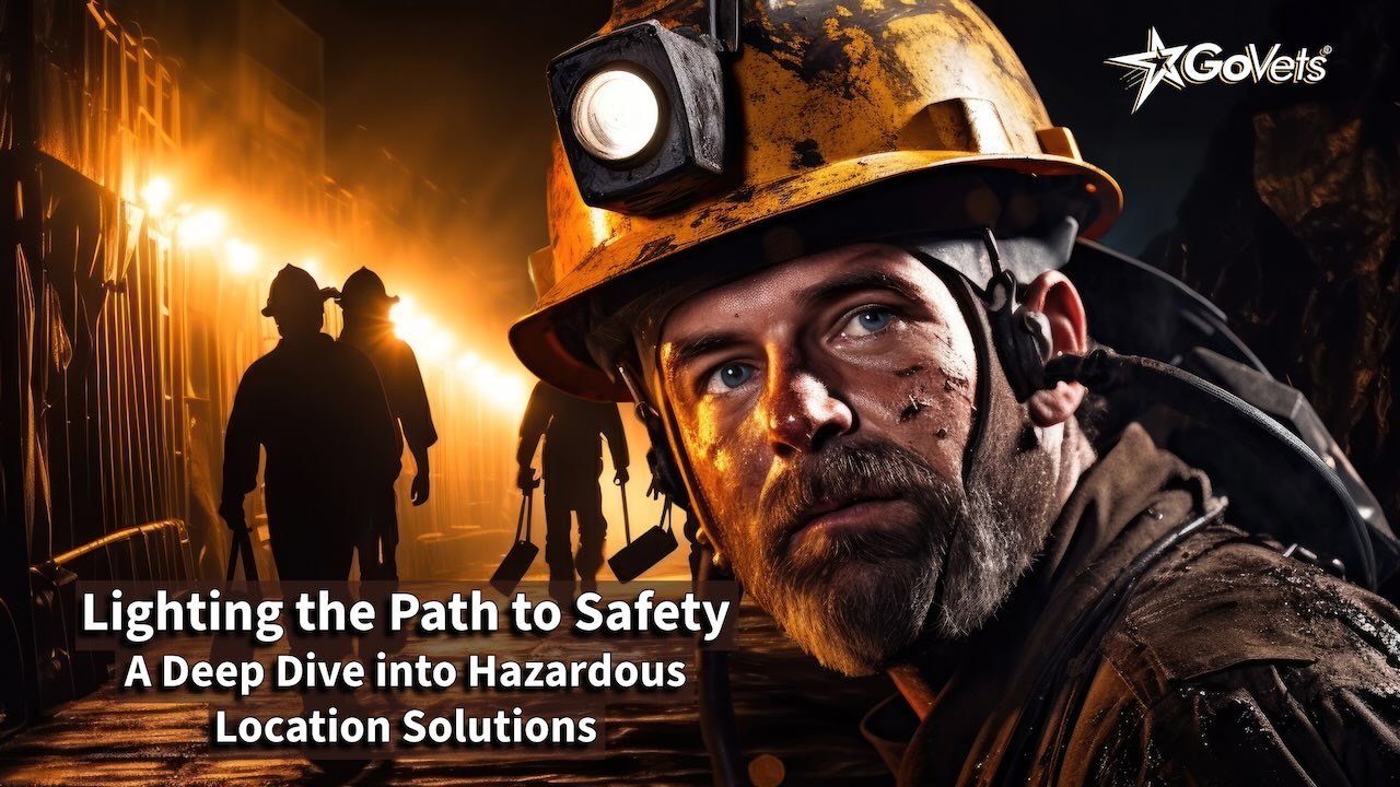 lighting in a mine - miners walking in background - main minor look with lighted safety helmet.