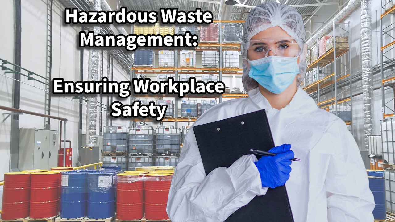 Hazardous Waste Management - Ensuring Workplace Safety - Woman with PPE in Warehouse with Hazardous Materials