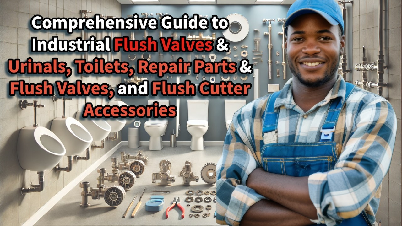 Comprehensive guide to industrial flush valves, urinals, toilets, repair parts, and flush cutter accessories with smiling worker